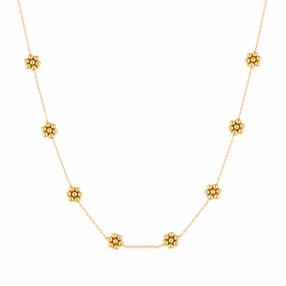 Dainty Golden Bead Flower Necklace - Waterproof Stainless Steel
