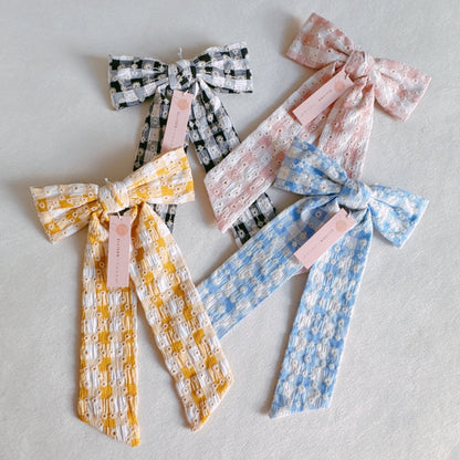 Daisy Picnic Gingham Bow Hair Clip