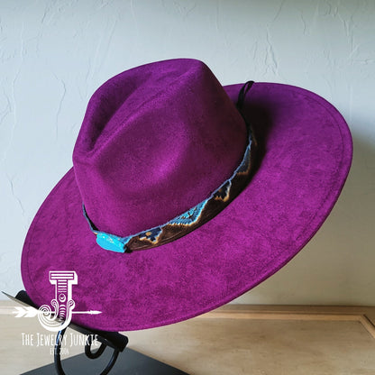 **Boho Western Felt Hat w/ Choice of Hatband- Plum 990b