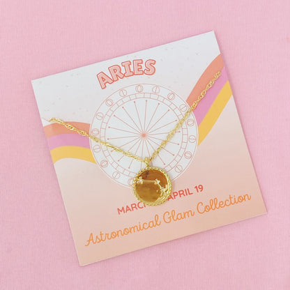 Astronomical Glam Zodiac Constellation Medallion Necklace