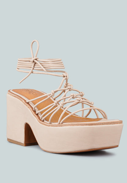 Fawcett Tie Up Handmade Block Heeled Sandals
