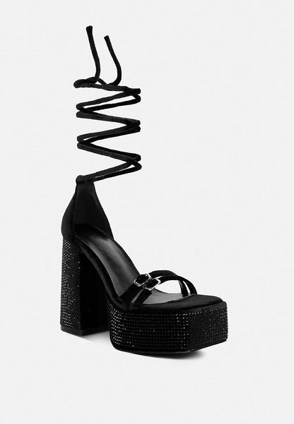 Firecrown Rhinestone Platform High Block Sandals