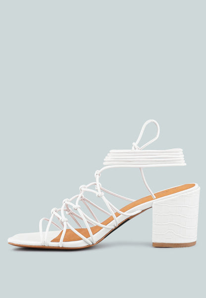 Fonda Croc Patterned Handcrafted Lace Up Sandal