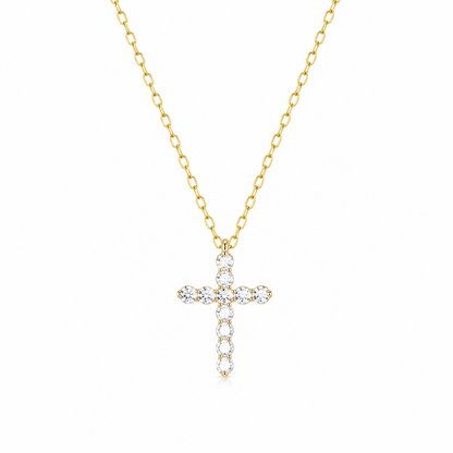 Faceted Crystal Cross Necklace