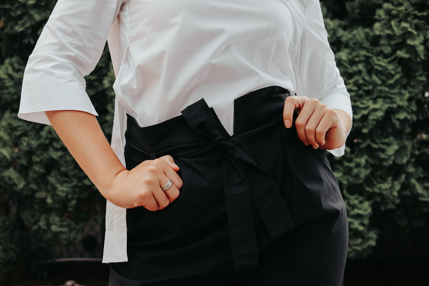 White shirt with side slits 3/4 sleeves premium Cotton