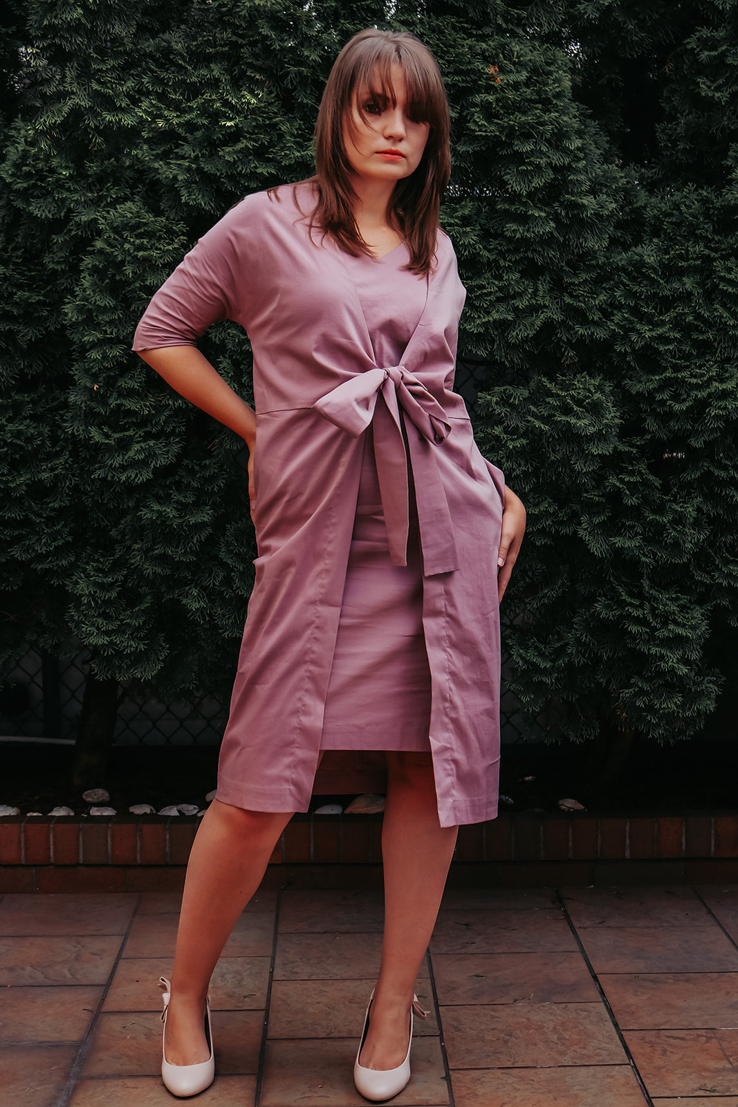 White Dress jacket 3/4 sleeve ties in front with pockets Premium Quality