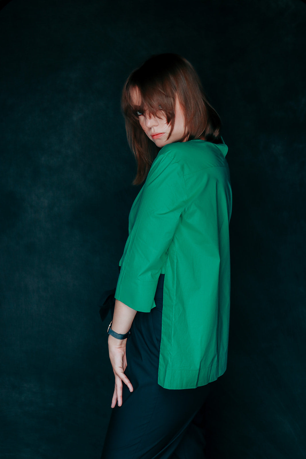 White shirt with side slits 3/4 sleeves premium Cotton