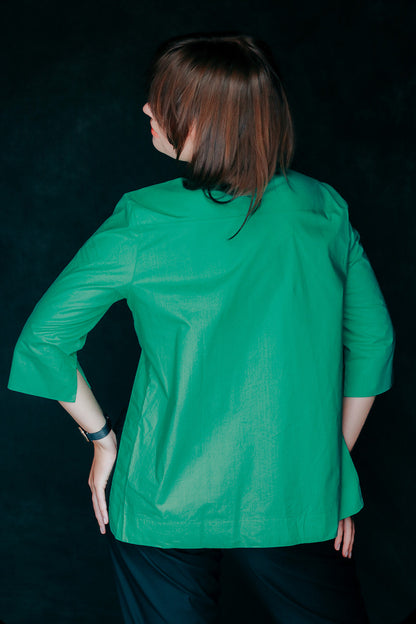 White shirt with side slits 3/4 sleeves premium Cotton