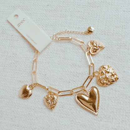 Five Hearts Charm Bracelet