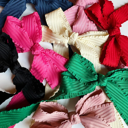Doubled Frill Bow Hair Clip Set Of 2