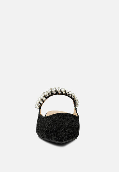 Geode Pearl Embellished Slip On Mules