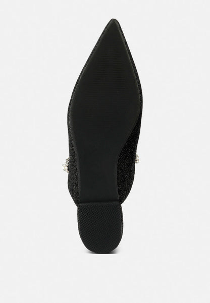 Geode Pearl Embellished Slip On Mules