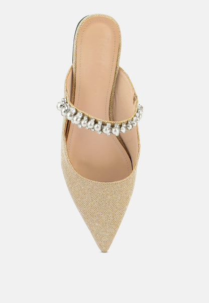 Geode Pearl Embellished Slip On Mules