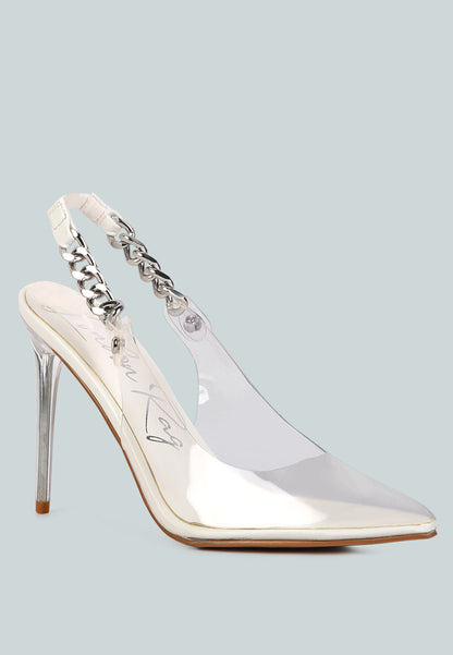 Goddess Metallic Stiletto Heel Slingback Sandals