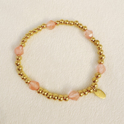Golden Beads Stone Stretch Bracelet
