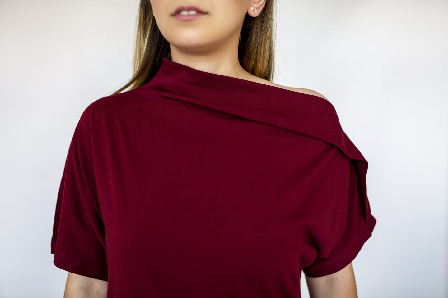 Jersey Dress short sleeve Drapped neck with pockets Premium Quality