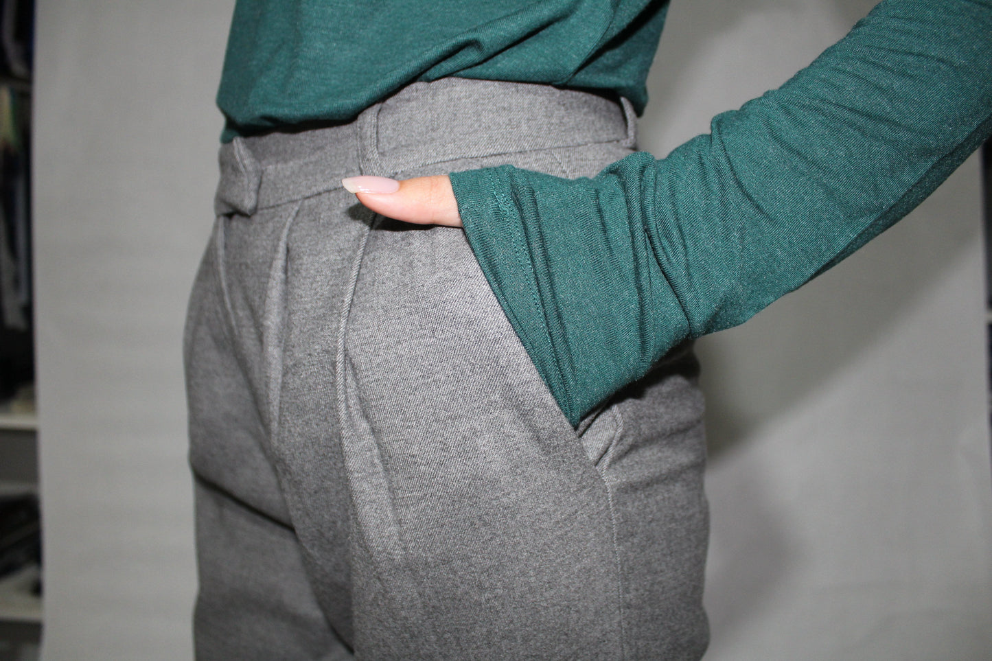Trouser high waist dropped pants