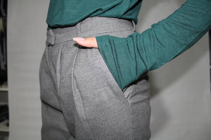 Trouser high waist dropped pants