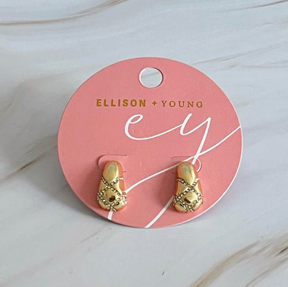 Pattern Pave Teardrop Stud Earrings