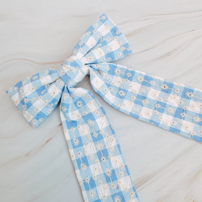 Daisy Picnic Gingham Bow Hair Clip