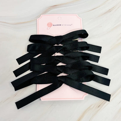 Solid Bow Hair Clip Set Of 5