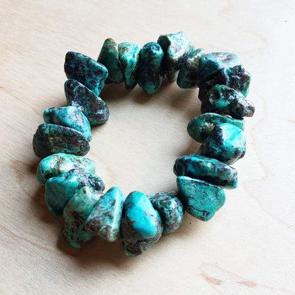 Chunky Genuine Natural Turquoise Beaded Bracelet 802b