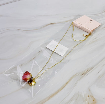 Rose Bud Love Heart Necklace