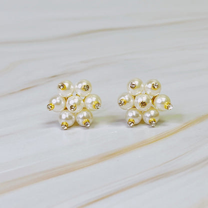 Pearl Blooming Stud Clip On Earrings