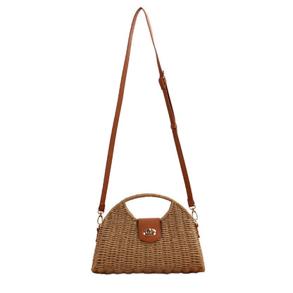 Stella Woven Straw Top Handle Crossbody Bag