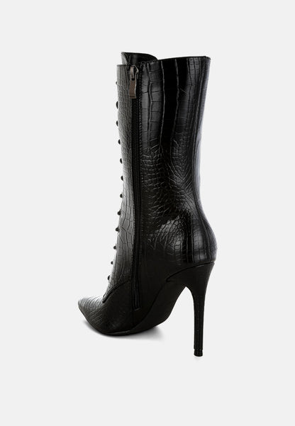 Knocturn Croc Textured Over The Ankle Boots