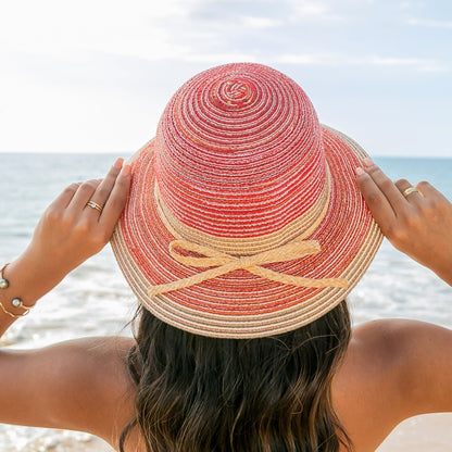 Multi-Stripe Bow Accent Sunhat