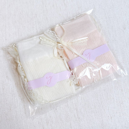 Lace And Satin Bow Back Socks Set Of 2