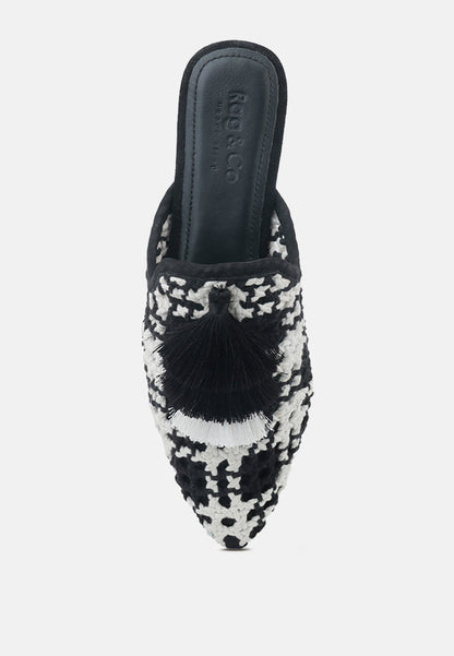 Mariana Woven Flat Mules With Tassels