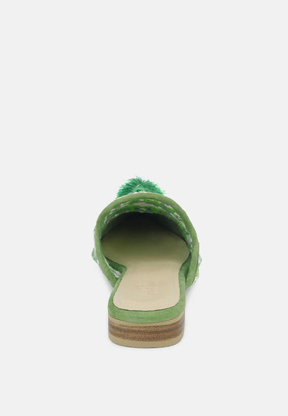 Mariana Woven Flat Mules With Tassels