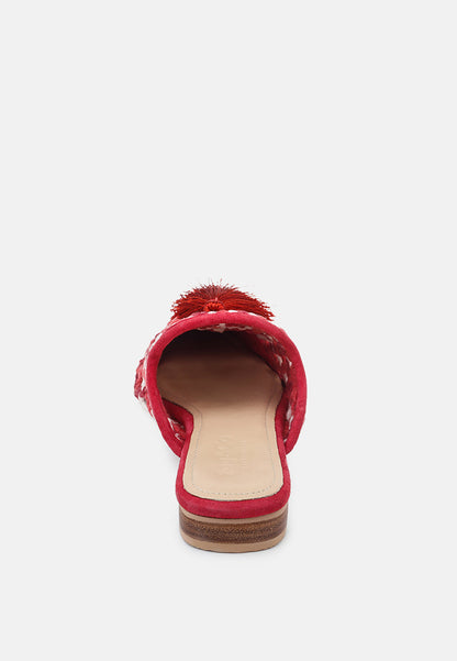 Mariana Woven Flat Mules With Tassels