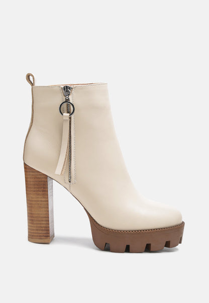 High Heeled Leather Ankle Boot
