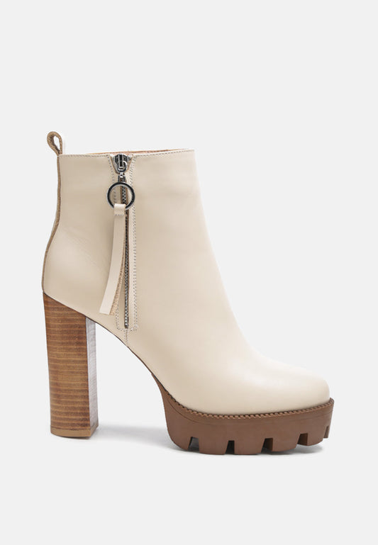 High Heeled Leather Ankle Boot