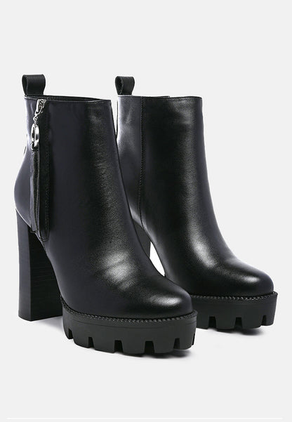 High Heeled Leather Ankle Boot