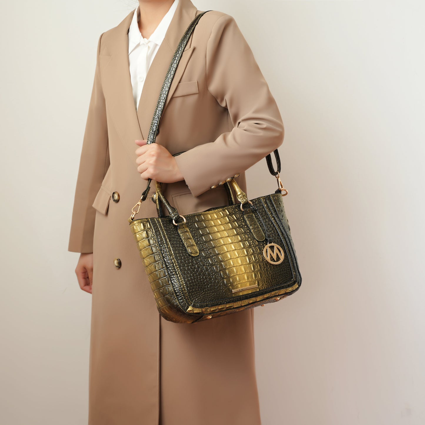 MKF Collection by Mia K. - Bonnie Croc-Embossed Handbag and Set