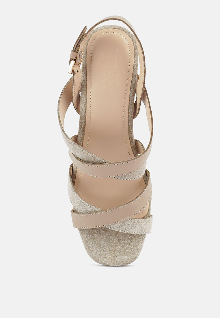 Mon-Lapin Mid Heeled Block Leather Sandal