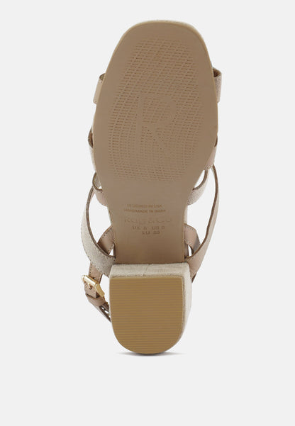 Mon-Lapin Mid Heeled Block Leather Sandal