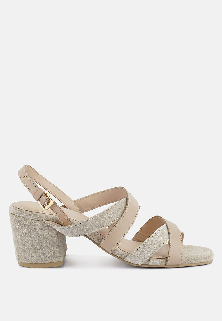 Mon-Lapin Mid Heeled Block Leather Sandal
