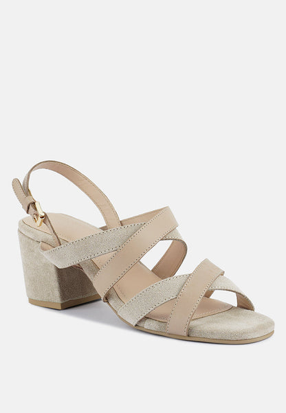 Mon-Lapin Mid Heeled Block Leather Sandal