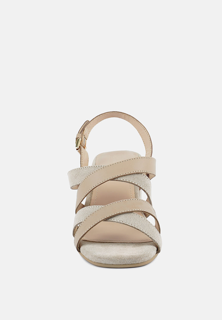 Mon-Lapin Mid Heeled Block Leather Sandal