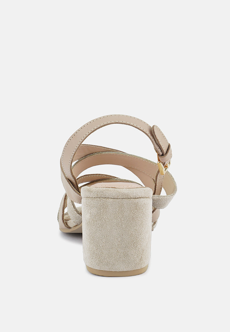 Mon-Lapin Mid Heeled Block Leather Sandal