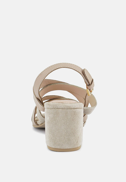 Mon-Lapin Mid Heeled Block Leather Sandal
