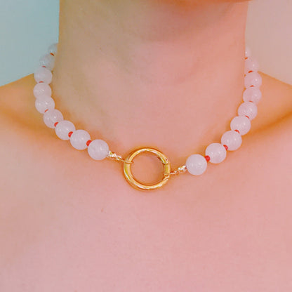 Moon Mink Stone Bead Necklace