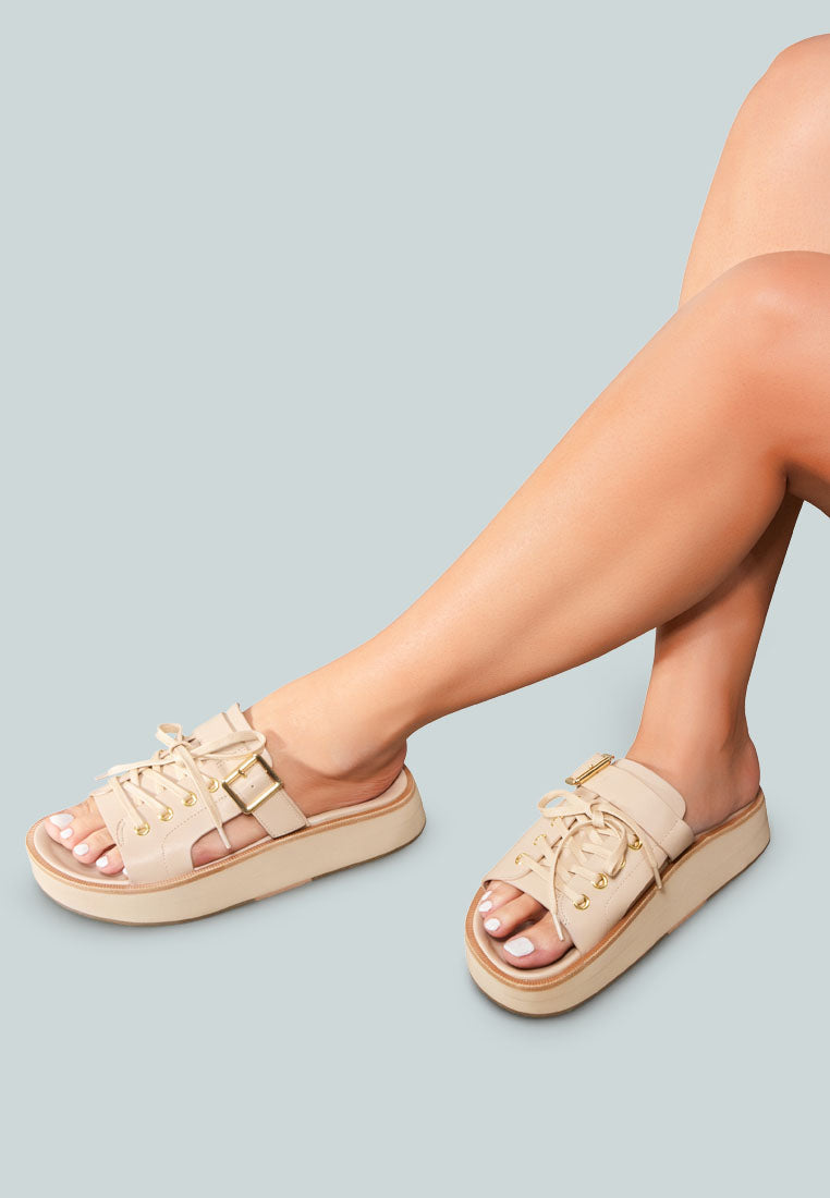 Patton Cut Out Buckled Platform Sandals