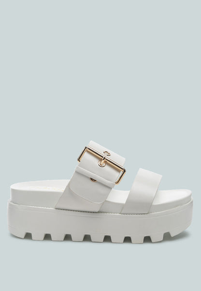 Gound Platform Lug Sole Metal Buckle Sandals