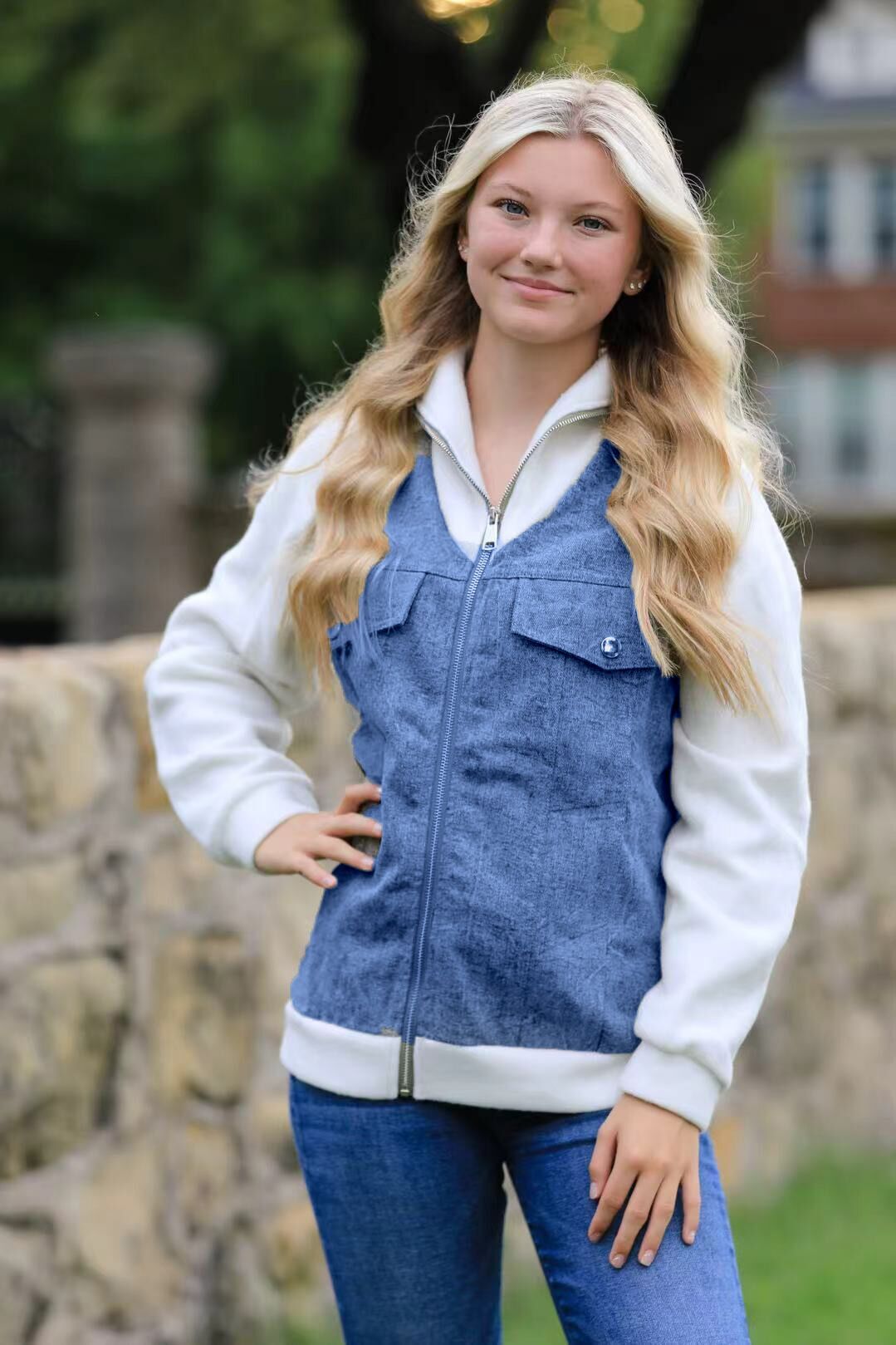 Zip up denim jacket